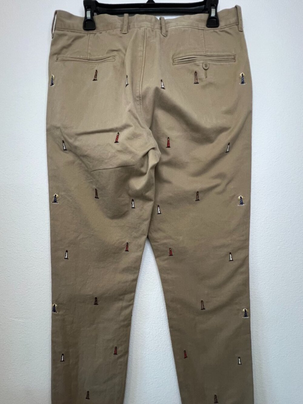 J Crew Mens 770 Straight Chinos Embroidered Lighthouses 32 X 32 100% Cotton - Picture 2 of 14